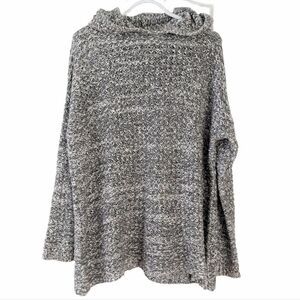 Aritzia TNA boho hooded chunky knit long oversized sweater heather gray small